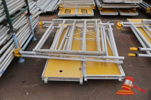 Mobile Scaffold Kit 2.5m ( L ) X 1.3m ( W ), 1x Folding Frame, 2x Side Frames, 4x Frame Securing Pins, 1x Solid Platfrom, 1x 2.5m Trap Door Platform