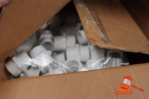 443 · BOX OF ASSORTED PVC MALE FEMALE ADAPTERS