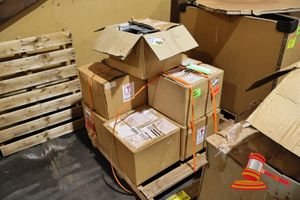 109 · ASSORTED CENTRIFUGAL FAN PARTS, APPROX 8 X BOXES, INCLUDES: LONG-LIFE FAN CENTRIFUGAL KIT, TYPE: R3G355-RB03-10, CODE: 3AXD50000179343, VARIOUS OTHERS, ON A PALLET (SOME BOXES DAMAGED)