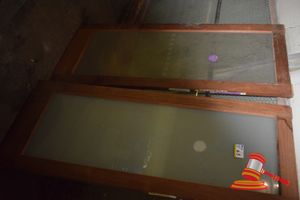 Unused Pair of Corithian Solid Timber Frosted Glass Panel Doors, Sizes 2040mm x 820mm, 20-50mm x 870mm