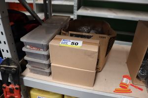 50 · BUNDLE OF ASSORTED ITEMS INCLUDING: BULLET HEAD NAILS, DOOR HARDWARE, ROUND FLANGES