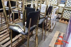 6 X Black And Gold Stools, General Wear And Tear, On Pallet