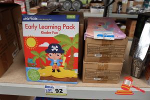 BOX OF EARLY LEARNING PACKS AND 2x BOXES OF PENCIL CASES