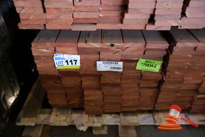 117 · PACK OF JARRAH DECKING, FEAURED, 086 x 019, , 13.1M2 WITH 5mm GAP (PACK NO: 320026185) TRANSPORT DIMS L1200 x W520 x H450, 144LM