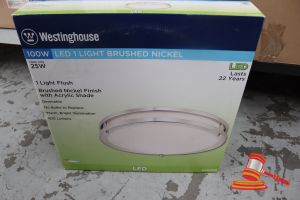 243 · WESTINGHOUSE FLUSH LIGHT, BRUSHED NICKEL FINISH WITH ACRYLIC SHADE, DIMMABLE, CODE: 6401235