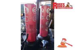 2 X Freestanding Punching Bags, Red, Approx ; 660mm D X 1.7m, On A Pallet
