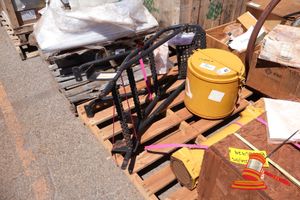 Caterpillar Parts : No. 424-1893 Four-Step Operator Access Ladder, No. 290-2727 Air Intake / Filtration Component , No Pn - Cat Air Box / Air Cleaner Housing Heavy-Duty Yellow Steel Cylindrical Housing With Clamped Lid. All On Pallet(B4865929)
