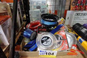 ASSORTED FISHING EQUIPMENT, INCLUDING REELS ,HOOKS, LINE , LURES ETC