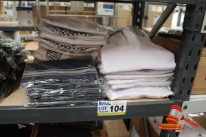 104 · BUNDLE OF EXTRA SMALL CHEFS UNIFORMS INCLUDING: WHITE CHEFS POLOS, CHEFS JACKETS AND 5x PACKS OF TEA TOWELS