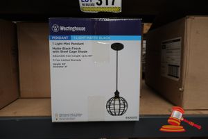 322 · WESTINGHOUSE MINI LIGHT PENDANT, MATTE BLACK FINISH WITH STEEL CAGE SHADE, ADJUSTABLE CORD LENGTH, CODE: 6105035