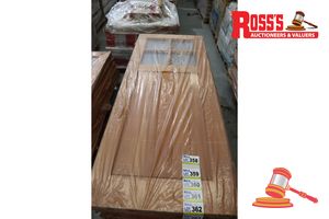 358 · TIMBER DOOR WITH 4x GLASS PANELS, CODE: KUTA, 2040 x 820 x 38mm
