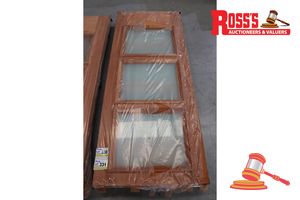 330 · TIMBER DOOR WITH 3x FROSTED GLASS PANELS, CODE: ED 20, 2040 x 820 x 38mm