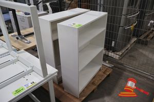 20 · 2 X WHITE BOOKCASE, 4 SHELF, WITH ADJUSTABLE SHELVING , L800 X W380 X H1070 (POSS UNUSED)