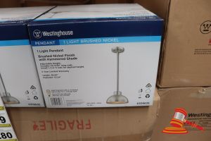 277 · WESTINGHOUSE PENDANT LIGHT, BRUSHED NICKEL FINISH WITH HAMMERED SHADE, ADJUSTABLE HEIGHT, HEIGHT: 38.50", DIAMETER: 10.24", CODE: 6309635