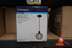 Westinghouse Mini Light Pendant, Matte Black Finish With Steel Cage Shade, Adjustable Cord Length, Code: 6105035