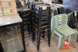 APPROX 14 X METAL BAR STOOL, BLACK, STACKABLE, (USED CONDITION)