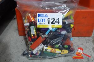124 · BAG OF 100 X LIGHTERS, NEW AND USED.