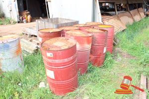 38 · 8 x 44 GAL DRUMS. MOSTLY EMPTY. CONTENTS UNKNOWN. PREVIOUS CONTENTS MOBILGUARD 412