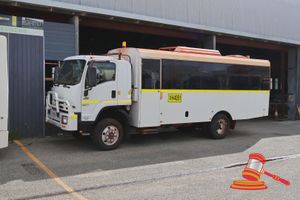 2013 Isuzu Bus White, 4 x 4, Auto, Diesel Reg #: Unlicensed ODO: 213,933 Kms Showing on Clock Eng #: 6HK1639052, VIN: JALFTS34LD7000054 Features: Air Conditioning, Power Steering, Bullbar, Lightbar, Spare Wheel, Airbag Man PSI Guage. (Asset # VH4051), (*Key # 146, WP#4893*) Condition: **No Keys For Rear Cabin, Missing Barrier Panel, Damaged Passenger Seats.** Panel: FAIR, Paint: FAIR, Glass: FAIR, Tyres: FAIR, Dash: FAIR, Upholstery: FAIR, Floor: FAIR, Overall Condition: FAIR (B8937617)