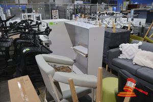 42 · 1 X DESK WITH HUTCH, WHITE, 2 SHELF (SOME MARKS)