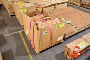 Skid Of Heavy Machinery Parts, Manufacturers Include Atlascop, Caterpillar , Gms, Bucyrus, Enerflow, Various Components Including Spacer Jaw Die, Bushings, Sensors, Cylinders, Pins, Rods, Circuit Boards, Coupling Assemblies, (Boxed, Appears Unused), (B8175048)