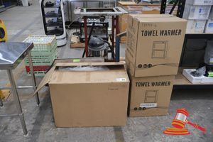 50 · 2 X TOWEL WARMER, MODEL: RTD-32A,APPROX ; 495 X495 X 509MM, 1 X CABINETS, (POSS UNUSED, BOXED) (REF; 169872-16)