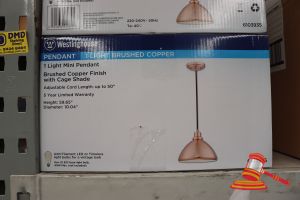 219 · WESTINGHOUSE MINI PENDANT LIGHT, BRUSHED COPPER FINISH WITH CAGE SHADE, ADJUSTABLE CORD LENGTH UP TO 50", CODE: 6103935