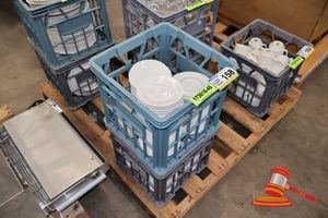APPROX 200 X WHITE, SAUCER COMMERCIAL GRADE, IN 2 X MILK CRATES