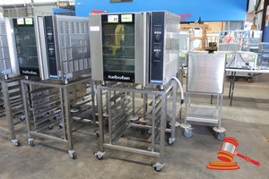20 · MOFFAT TURBOFAN E32D4 ELECTRIC TURBOFAN CONVECTION OVEN ON MOBILE STAND. SN 709391. 240V (HARD WIRED), APPROX 750 X 850 X H1600MM. UNTESTED