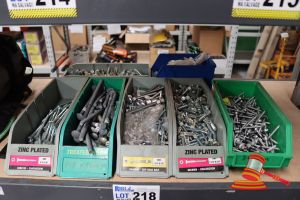 218 · BUNDLE WITH ASSORTED SCREWS, NUTS AND BOLTS