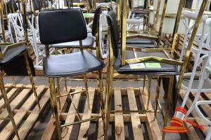 6 X Black And Gold Stools, General Wear And Tear, On Pallet