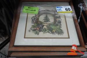 4 X FRAMED DECORATIVE PRINTS, BAROQUE STYLE CARTOUCHE DESIGNS WITH LANDSCAPE SCENES, FLORAL AND FIGURAL SURROUNDS, WOODEN FRAMES WITH GILT MOUNTS (SOME MARKS )