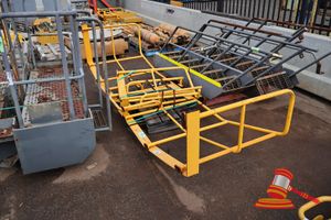 1 X Hitachi Ex1200-6 Counterwieght Handrails Set ,Approx; 3.4m W X 780mm H, Some Marks/Rust, On A Pallet