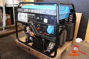 1 · ENERGYA TECHNOLOGIES, GENERATOR SET, JP10000, 4 STROKE GASOLINE, RATED POWER 10KW, PEAK POWER 11KW, RATED VOLTAGE 240V @50hz, 1 PHASE, DC OUT 12V, ELECTRIC START WITH KEY, VOLTMETER, BREAKER, BATTERY INCLUDED, ON FRAME WITH WHEELS, BLUE COLOUR