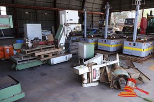 28 · ELECTRICAL MOTOR APPROX; 48CM W X 44CM D X 93CM TALL, WITH ASSORTED CABLES, 1 X IFS INDUSTRIEFILTER-SERVICE GMBH INDUSTRIAL CHIP CONVEYOR SYSTEM, MODEL: IFM 1000, SN:509007/8, 400V 50/60HZ 0.75KW, 1 X SWARF CONVEYOR BELT APPROX; 2.7M L X 40CM W, ( SOME MARKS, UNTESTED), 1 X LEROY SOMER ELECTRIC MOTOR, MODEL: LS80, SN:546874GH006, APPROX; 5 STEEL BEAMS AND BRACKETS, UNTESTED (SOME MARKS)