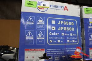 ENERGYA TECHNOLOGIES, GENERATOR SET, JP8500, 4 STROKE GASOLINE, RATED POWER 7.0KW, PEAK POWER 7.5KW, RATED VOLTAGE 240V @50hz, 1 PHASE, DC OUT 12V, ELECTRIC START WITH KEY, VOLTMETER, BREAKER, BATTERY INCLUDED, ON FRAME WITH WHEELS, BLUE COLOUR