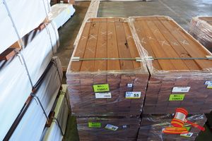 55 · PACK OF JARRAH DECKING 86 x 19 x 1.2MT, FEATURE, 144 LM, PACK# 320028706, TRANSPORT DIMS- L1200 x H 450 x W 500.