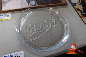 29 · 1 X COCA-COLA GLASS PLATE, EMBOSSED LOGO (SOME MARKS)