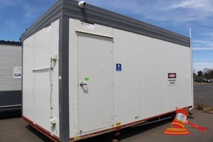 6 · Transportable Male/Female Ablution Unit, Skid Mounted, Approx: 6m x 3m, Make: Instant Products Group, DOM: 2022, Serial: 6011, Wind Specification: D, Terrain Category: 2, consisting of Male Side with 4 x Cubicles, 1 x Urinal, 3 x Handwash Basins; Female Side with 1 x Cubicle, 1 x Handwash Basin. Comes with Welded Steel Framed Belly Tank Unit, Make: Formfit, Approx: 5870mm x 2390mm x 670mm, Fork Pockets and Lifting Lugs. Note: Ablution Unit To Be Removed By Tilt Tray At Buyers Own Expense. Onsite