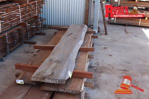 54 · JAR249 - JARRAH FEATURE AND BETTER GRADE 360-400x50mm @ 2.5m - Rough Sawn Slab
