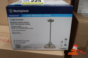 Westinghouse Pendant Light, Brushed Nickel Finish With Hammered Shade, Height: 38.50", Diameter: 10.24", Code: 6309635