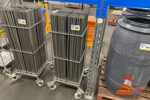 Approx 300 X Stainless Steel Hanging/Drying Rods (Length 1000mm) In Storage Dolly