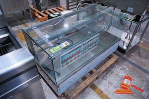 21 · STAINLESS STEEL COUNTER TOP HOT DISPLAY CABINET WITH OVERHEAD LAMPS. LED TEMP DISPLAY. OPEN AT REAR. APPROX 1390 X 660 X H700MM