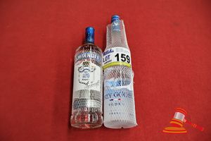 159 · 2 X 1 L BOTTLES OF VODKA, INCLUDES: GREY GOOSE (FRANCE), SMIRNOFF 100 VODKA RECIPE NO57 (IN NETTING)