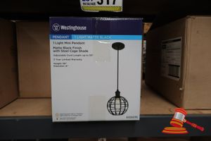Westinghouse Mini Light Pendant, Matte Black Finish With Steel Cage Shade, Adjustable Cord Length, Code: 6105035