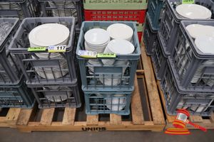Approx 200 X Side Plates, White, Commercial Grade, In 2 X Plastic Crate