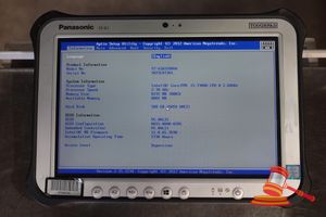 46 · PANASONIC FZ-G1 TOUGHPAD, INTEL CORE i5 7300U 2.60GHZ CPU, 8GB RAM, 500GB SSD / NO OS, HEAVY SCREEN WEAR, 5730 HOURS, SN:9GTSC07301 / AN:ITT26733, UNTESTED ( NO CHARGER / SOME MARKS)