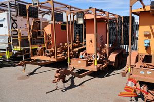 55 · 2010 Uon Dewatering Trailer, Orange, Tandem Axle, Reg #: Unlicensed, VIN: 6T9T27WA1A0AAK520 Features: Ring Hitch, Stabiliser Arms, Section Of Piping & Valves, Bore Pump Starter Panel. (Asset # MST-05), (*WP#4775*) Condition: **4x Flat Tyres.** Panel: FAIR, Paint: FAIR, Tyres: FAIR, Floor: FAIR, Overall Condition: FAIR