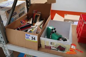 34 · BUNDLE OF STATIONARY INCLUDING: SHARPENERS, PENCILS ETC