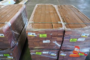 53 · PACK OF JARRAH DECKING 86 x 19 x 1.2MT, FEATURE, 144 LM, PACK# 320028705, TRANSPORT DIMS - L 1200 x H 450 x W 500.